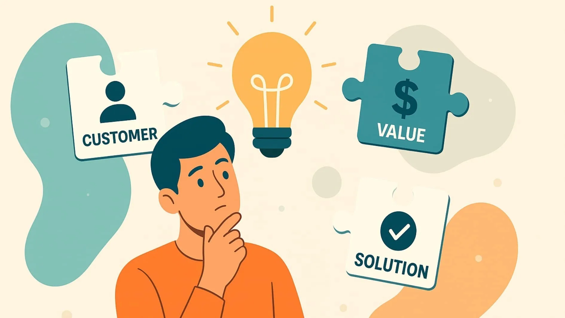 Illustration explaining what defining unique value proposition means with customer and value icons.