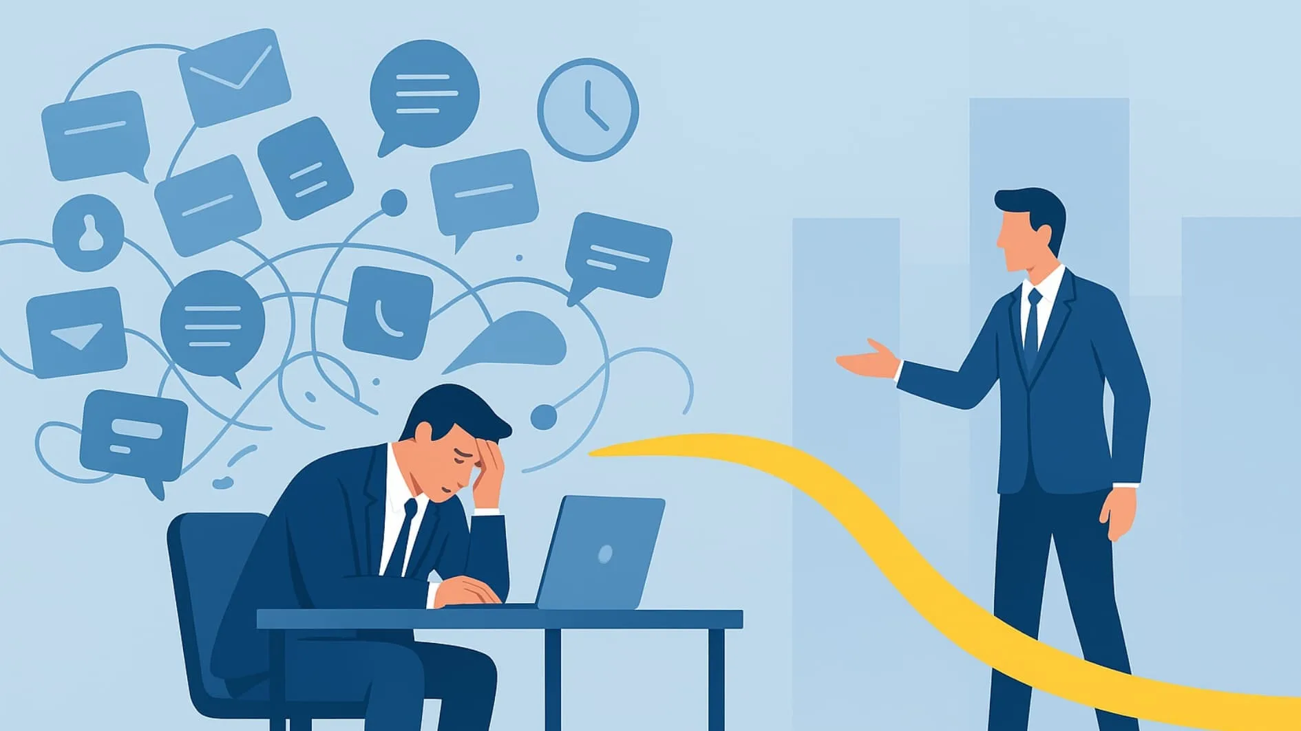Illustration of difficulty reaching busy leaders in B2B pipeline development for C-level executives.