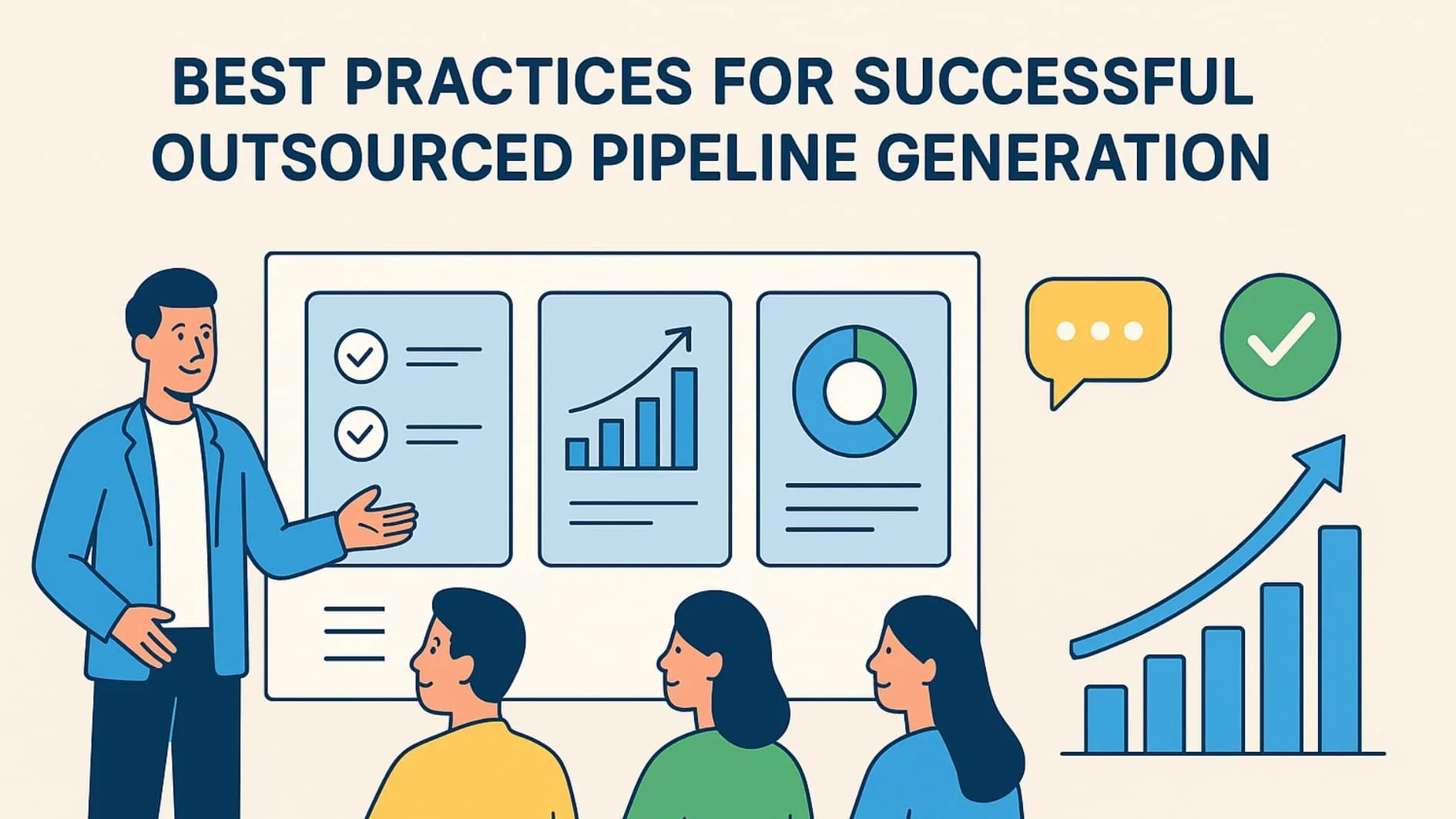 Illustration showing best practices for effective outsourced pipeline generation.