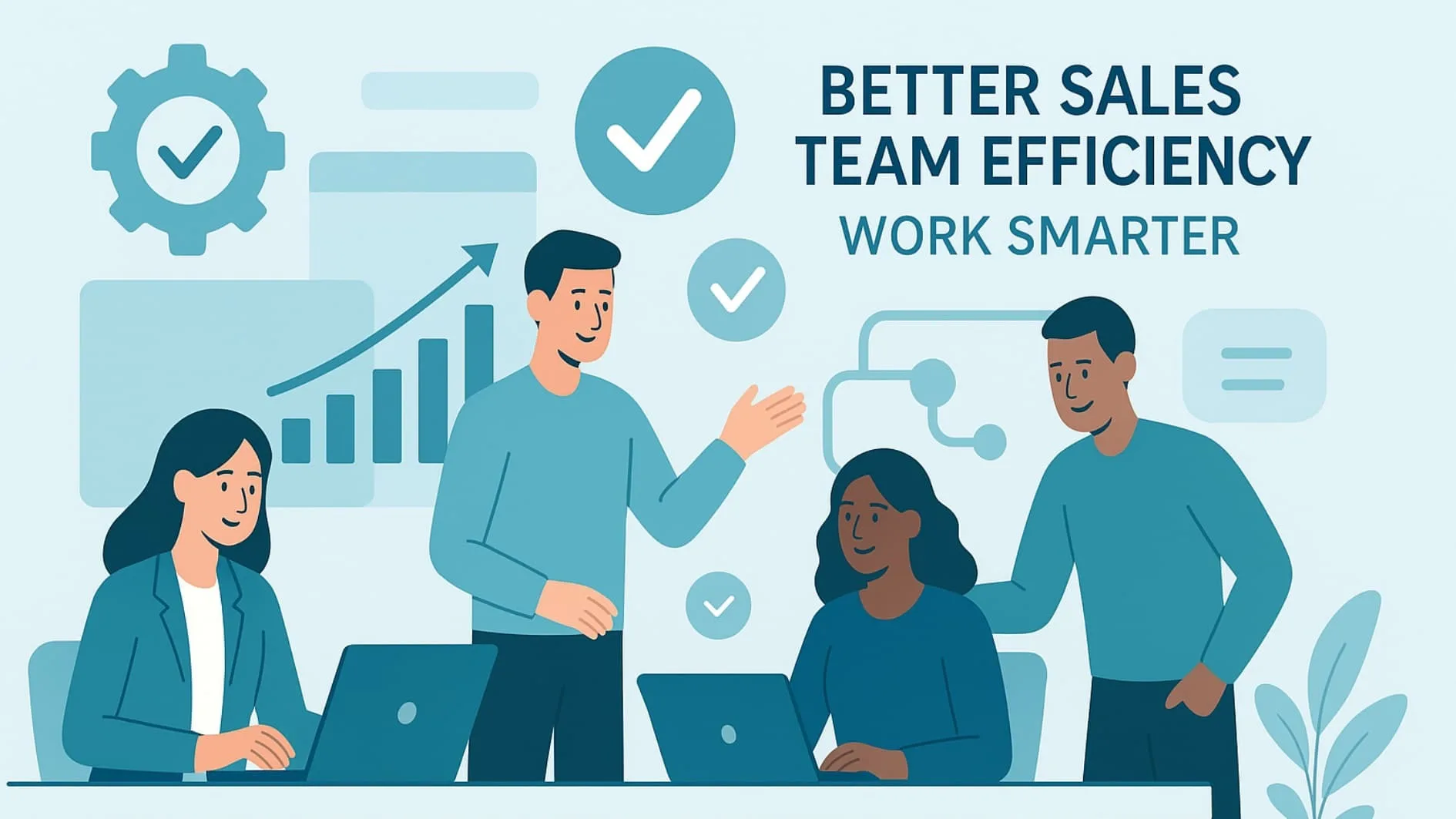 The impact of optimizing sales team efficiency, leading to higher productivity and performance within the sales pipeline, as illustrated through data visualizations and collaborative team dynamics.