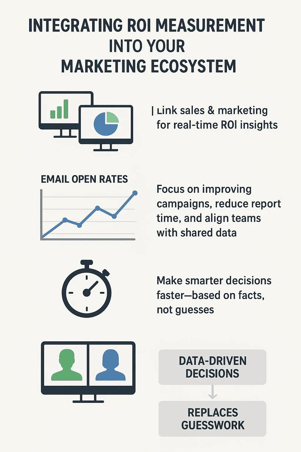 “Integrating ROI measurement into your marketing ecosystem for real-time insights, improved campaigns, and data-driven decision making”.