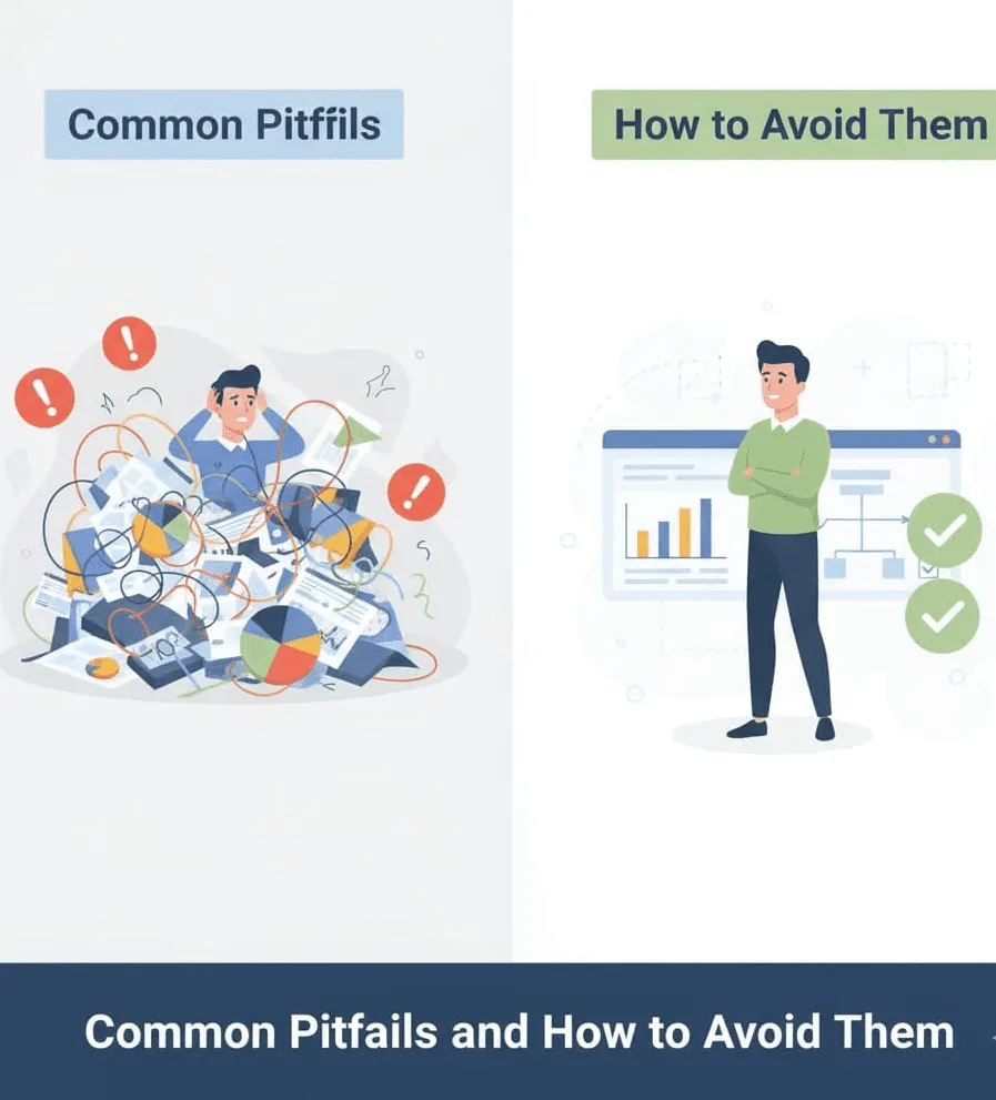 “Illustration highlighting common pitfalls to avoid and strategies to follow for effective lead nurturing and conversion optimization”.