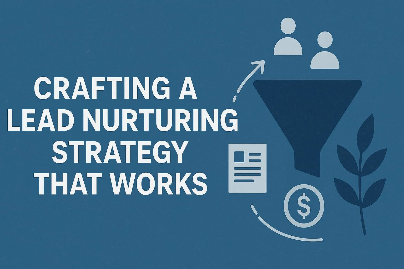 “Illustration highlighting the process of crafting an effective lead nurturing strategy to drive sales, with icons representing key elements of the approach”.