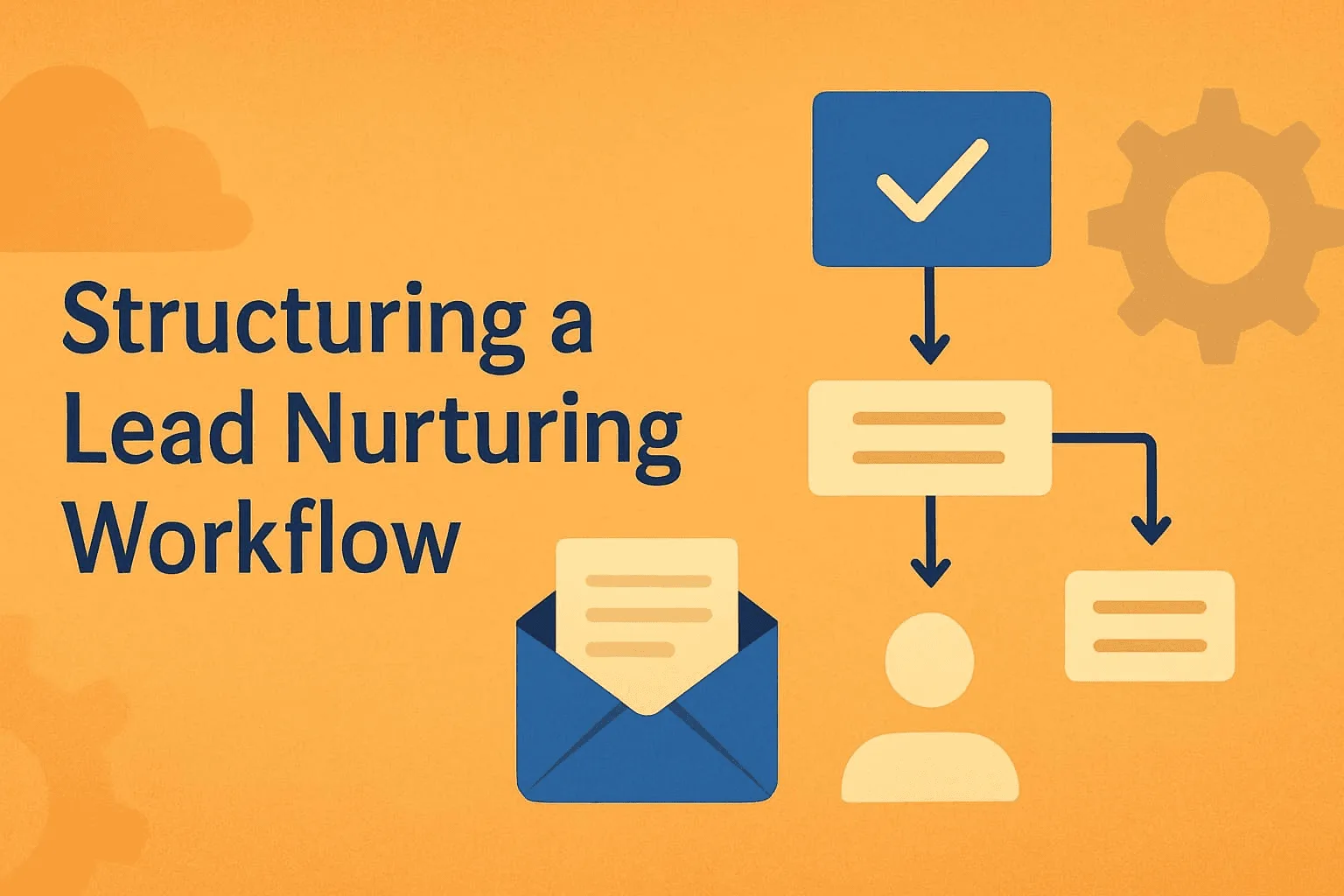 “An image showing the steps of a lead nurturing workflow, with icons representing the process”.