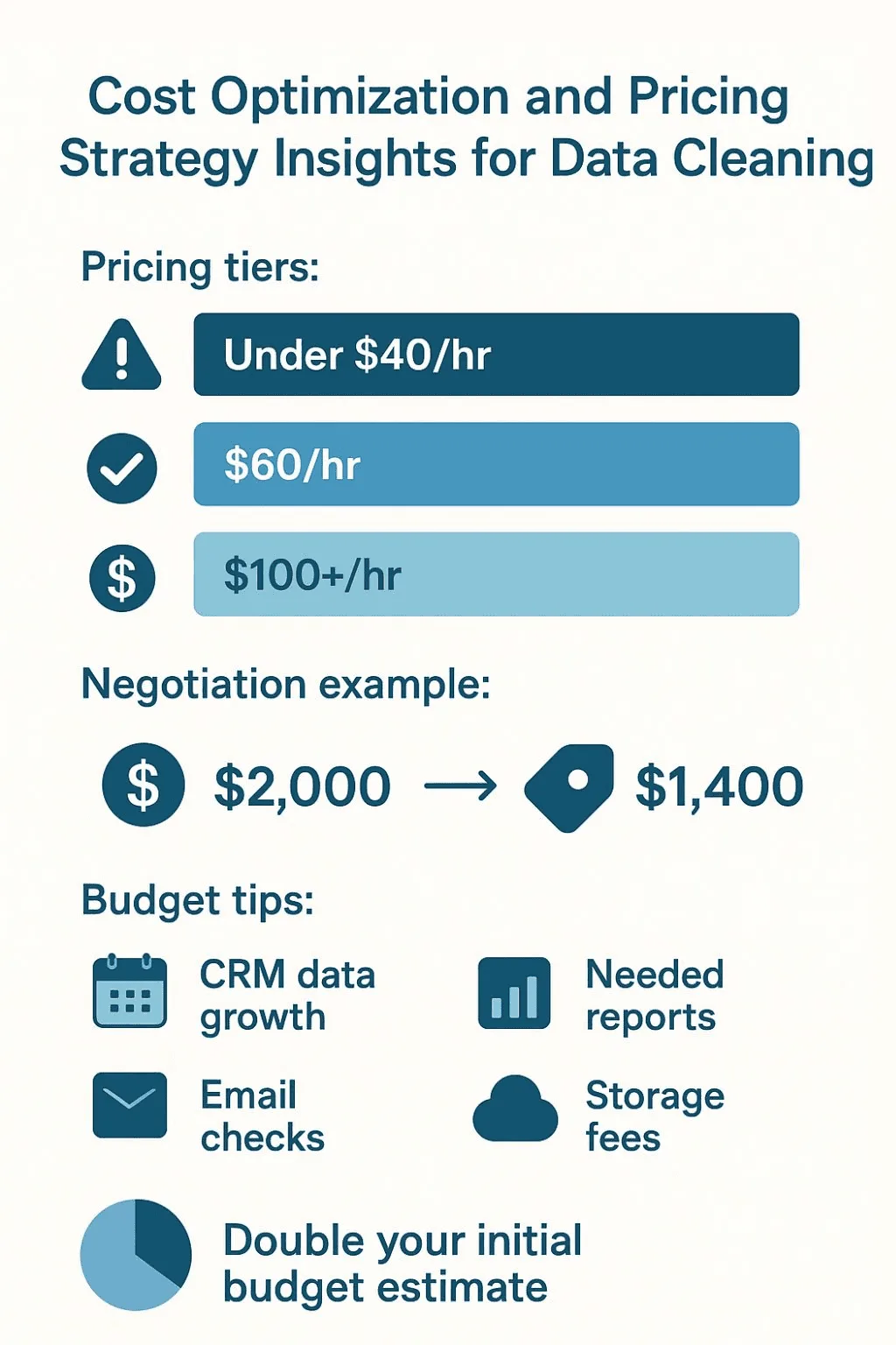 Cost optimization and pricing strategy insights for data scrubbing services cost with budget tips and negotiation example.