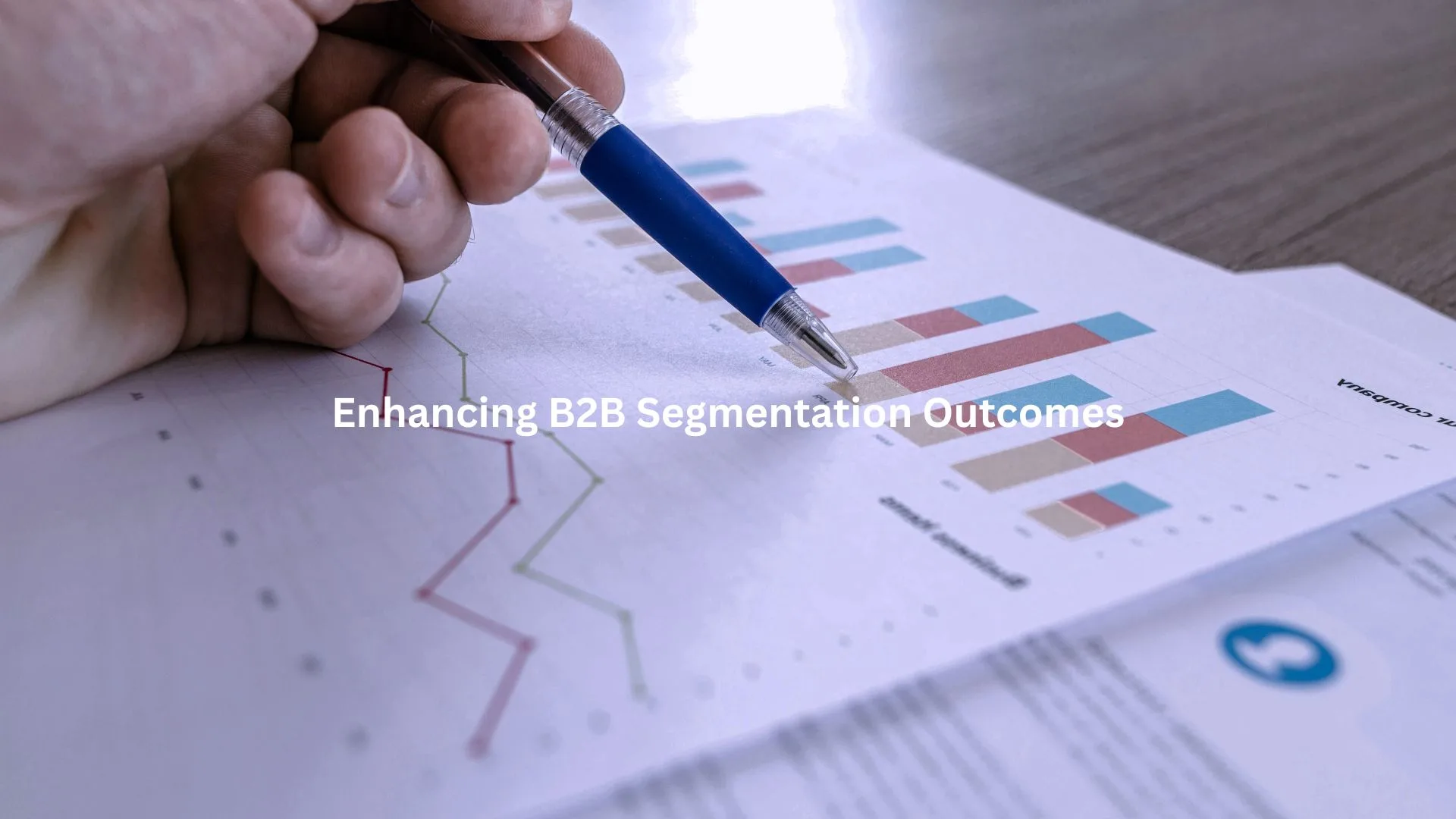 Hands analyzing B2B audience segmentation data to enhance marketing outcomes.