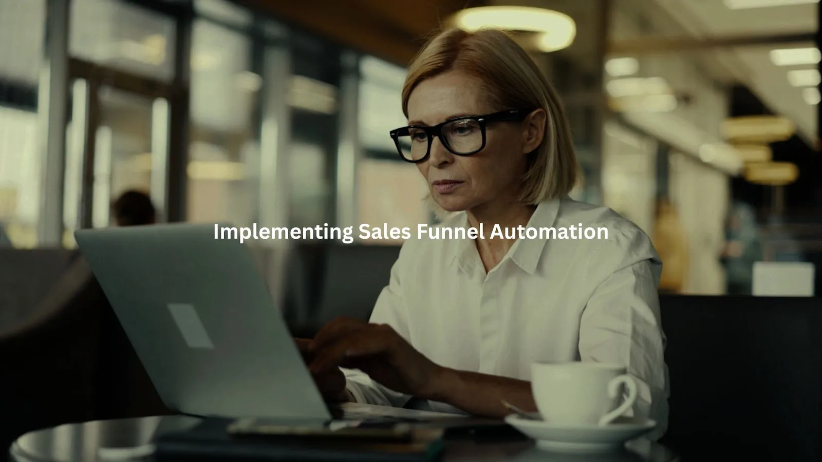 A woman working on a laptop, highlighting the importance of implementing sales funnel automation to streamline processes.